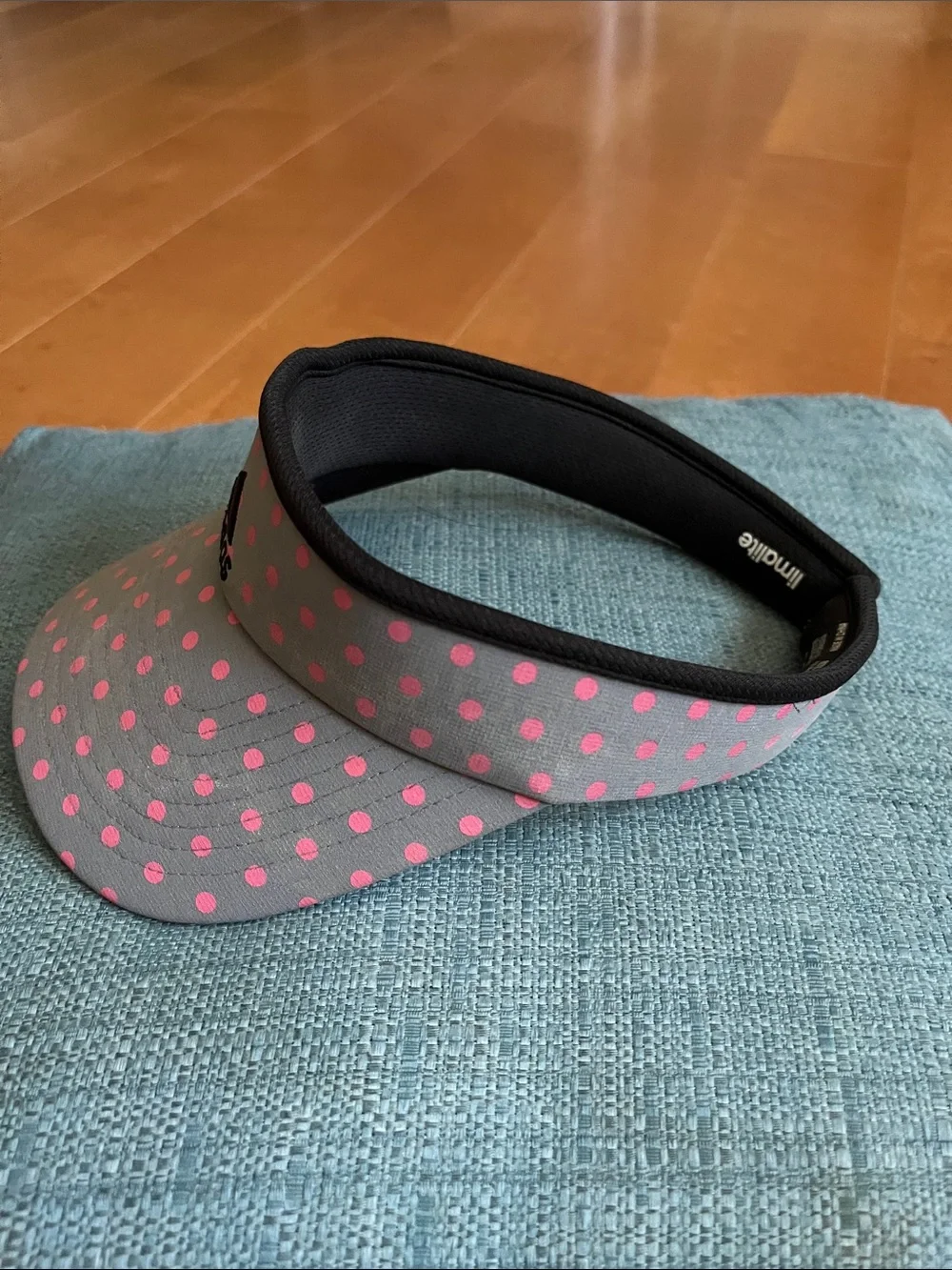 adidas Kids Gray Visor with Pink Polka Dots